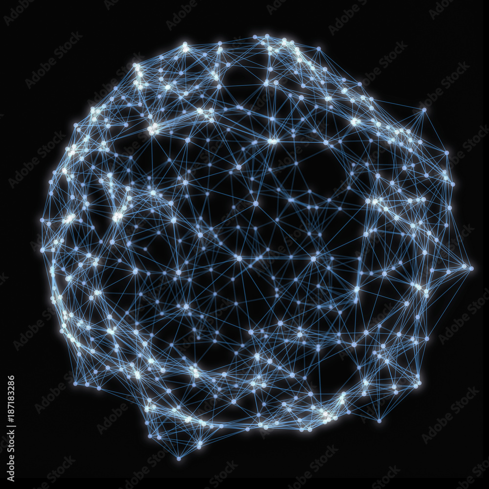Poster sphere with connected lines and dots