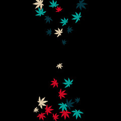 Vector Confetti Background Pattern. Element of design. Colored leaves on a black background