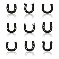 Set of flat horseshoes, vector illustration.