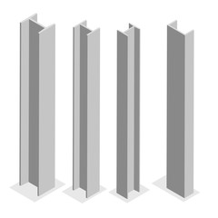 Steel beam isometric vector illustration.