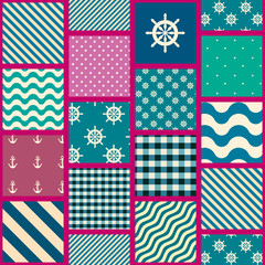 Fototapeta premium Seamless background pattern. Geometric patchwork pattern of a squares.