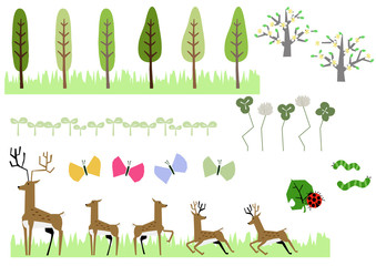 ミモザの花と春の植物 春のイメージ イラスト素材集 Wall Mural Tomoko Arakawa