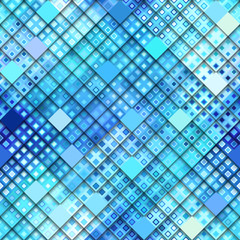 Fototapeta premium Seamless background. Geometric abstract blue pattern in low poly pixel art style.