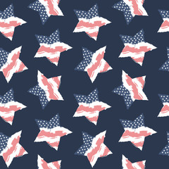 Seamless pattern flag usa. American background. Wallpapers with stars. Grunge style.