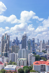 Fototapeta na wymiar BANGKOK THAILAND,7 January, 2018 : Bangkok cityscape skyline from sukhumvit area which is metropolis & favorite city of tourists around the world. The city located between modern building skyscraper.