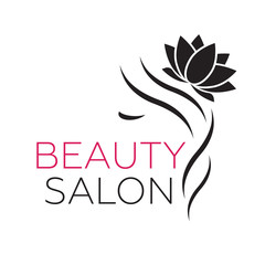 Beautiful woman logo template for hair salon, beauty salon, cosmetic