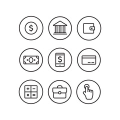 Finance thin icons. Finance icons line style vector