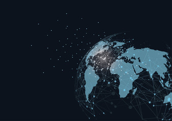 Global network connection. World map point and line composition concept of global business. Vector Illustration