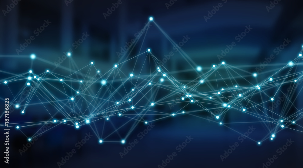 Poster Connections system and datas exchanges 3D rendering