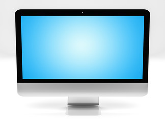 Fototapeta premium Modern metallic computer on white background 3D rendering