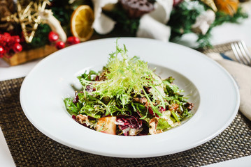 fresh salad on the Christmas table