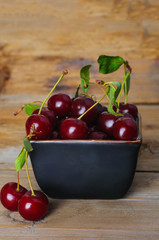 Fresh ripe sweet cherry in the bowl.