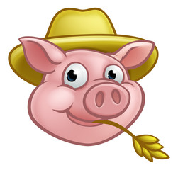 Straw Pig Cartoon Character