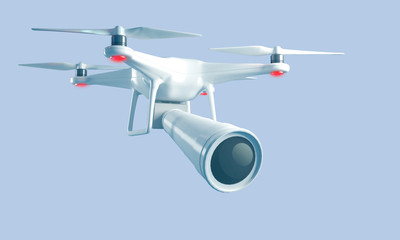 Naklejka na ściany i meble 3d rendering quadrocopter with a large lens for spy shooting