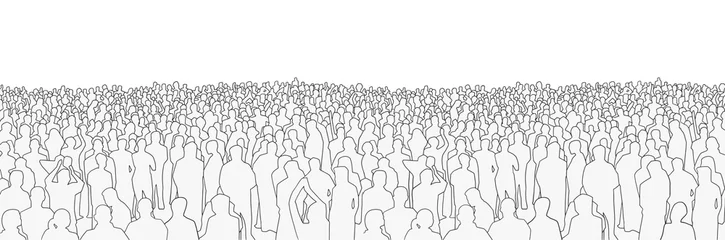 Poster Illustration of large mass of people from wide angle in black and white © rob z