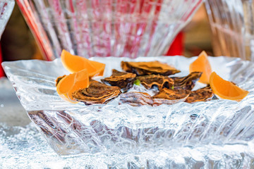 Fresh juicy oysters with lemon