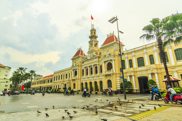 SAIGON, VIETNAM - SEP 06, 2017 - The historic Peoples' Committee Building in Ho Chi Minh Square