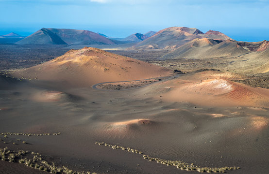 Volcanic landscape at Timanfaya National Park, Lanzarote Island, Canary Islands, Spain