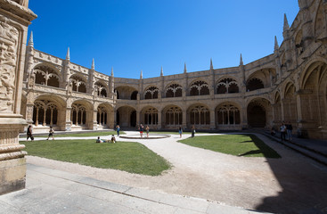 Fototapeta premium LISBON, PORTUGAL, JUNE 21, 2016 - Backyard of Jeronimos Monastery (Monastero dos Jeronimos) in Lisbon, Portugal, Europe