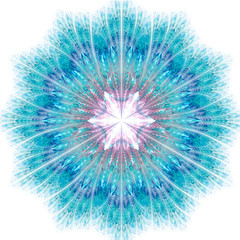 Obraz premium Egzotyczny płatek śniegu z magicznym blaskiem. Znak kabalistyczny. Surrealistyczna ilustracja 3D. Święta geometria. Tajemniczy psychodeliczny wzór relaksacji. Fraktal streszczenie tekstura. Astrologia graficzna grafiki cyfrowej