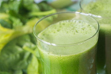 fresh green spinach leaves and  celery juice