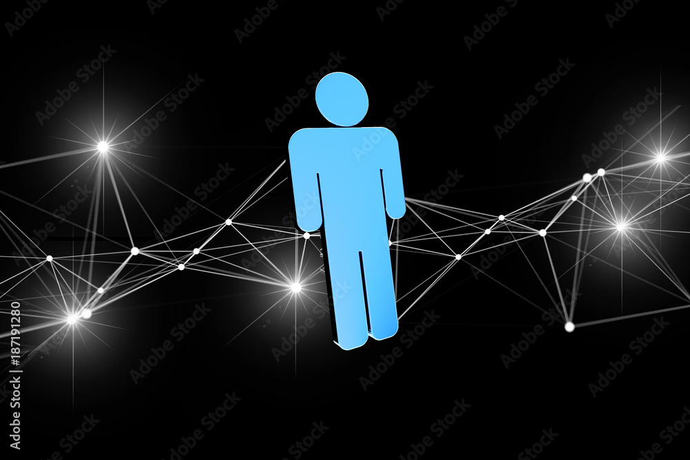 Aufkleber network connection with people linked each other - 3d rendering
