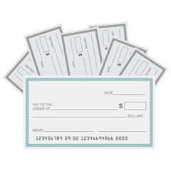 Blank check template. Check vector template. Banking check template