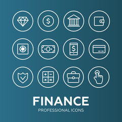 Finance thin icons. Finance icons line style vector