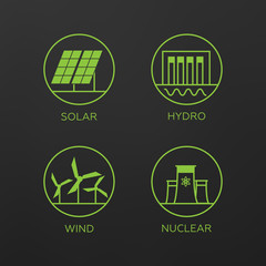Renewable energy vector illustration. Renewable energy concept in flat style. Energy solar and wind power