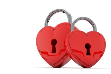 Heart shaped padlock. Valentines day love concept. 3D Rendering