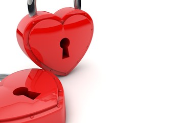 Heart shaped padlock. Valentines day love concept. 3D Rendering