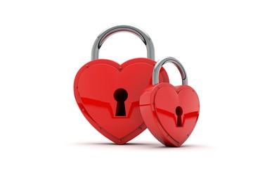 Heart shaped padlock. Valentines day love concept. 3D Rendering