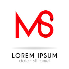 ribbon logo in dark red gradation with MS Letter