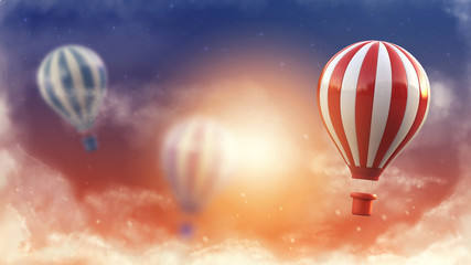 3d render of balloon freedom concept