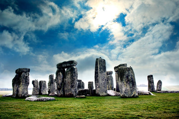 Blue skies over Stonehenge historic site