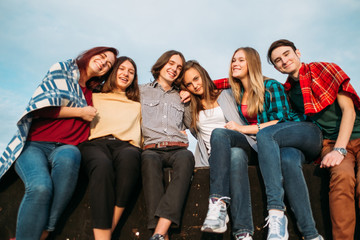 Group of teenage young people. Diversity friendship communication unity freedom joy concept