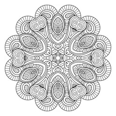 Flower vector mandala. Oriental circle pattern, coloring illustration