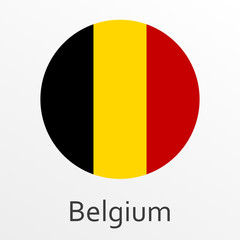 Flag of Belgium round icon, badge or button. Belgian national symbol. Vector illustration.