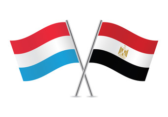 Luxembourg and Egypt flags. Vector illustration.