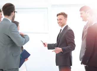 Fototapeta premium business team preparing for a business presentation a modern off