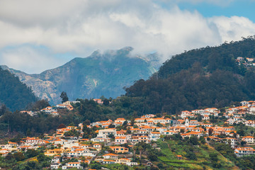 Naklejka premium A view over the roof tops of buildings in Funchal, Madeira