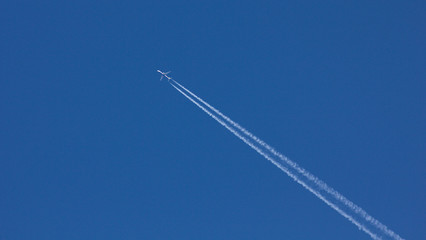 Jet traffic jet on a blue sky.
