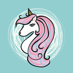 Cute unicorn cartoon vector illustration