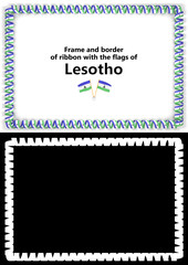 Frame and border of ribbon with the Lesotho flag for diplomas, congratulations, certificates. Alpha channel. 3d illustration