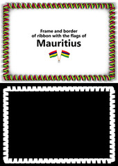 Frame and border of ribbon with the Mauritius flag for diplomas, congratulations, certificates. Alpha channel. 3d illustration