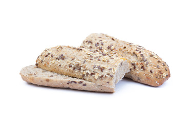 Whole wheat bread isolated on white background