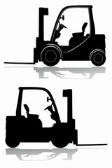 silhouette of a forklift. vector drawing