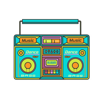 Old multi-colored tape recorder.Vector illustration.