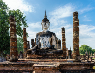Ancient Buddha Statue  world heritage site Sukhothai historical park