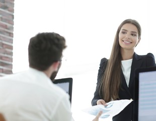 Fototapeta premium business colleagues in the workplace in the office